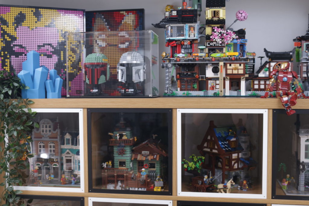 LEGO Star Wars Mandalorian Stormtrooper Scout Trooper Luke Skywalker Red Five Darth Vader Boba Fett Helmet Wicked Brick Display Case individual dual triple wall mounted 14 1024x683