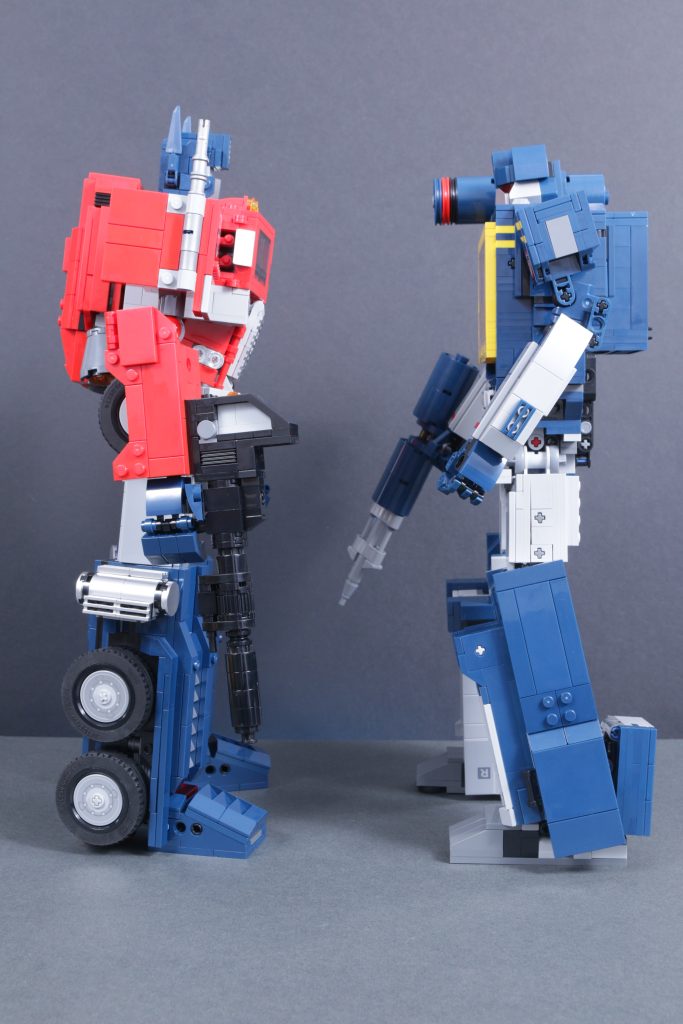 LEGO Icons Transformers 10358 Soundwave 10302 Optimus Prime comparison 4 683x1024